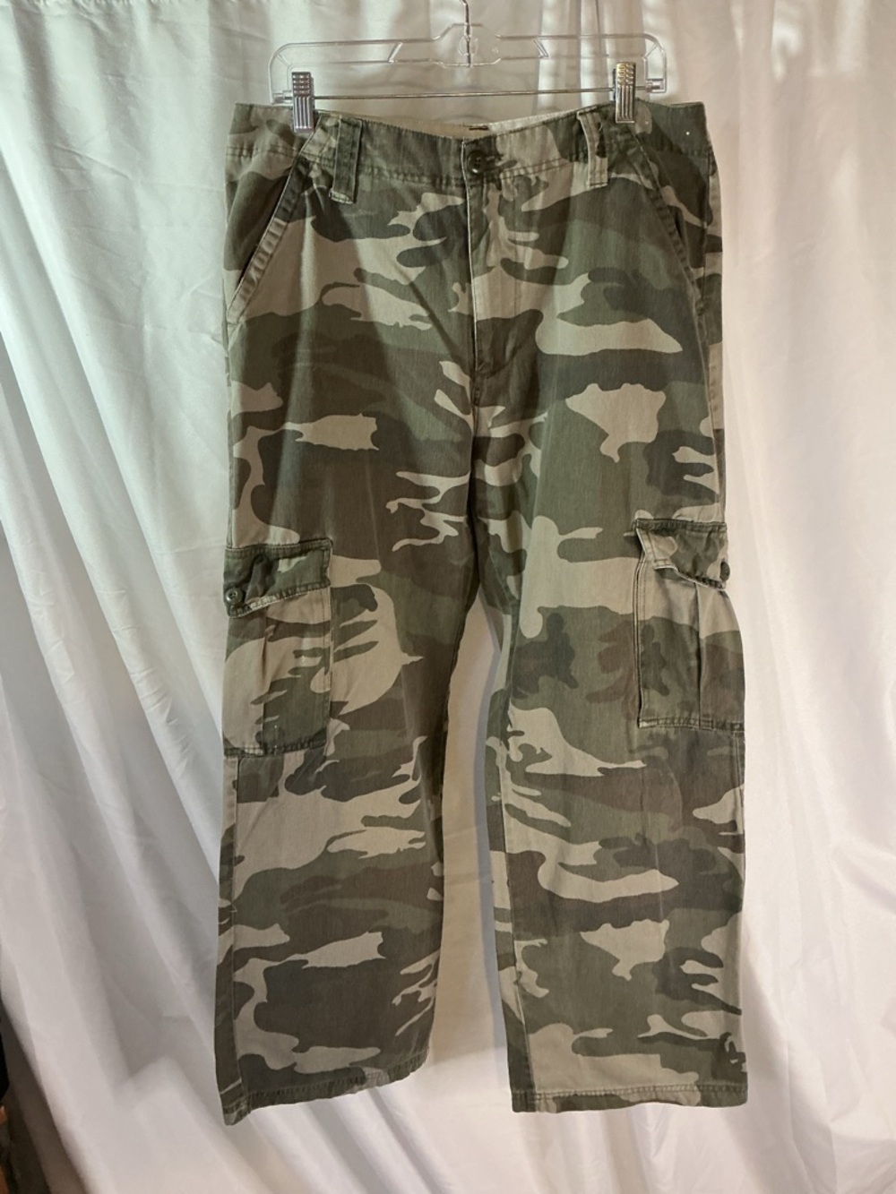 Open Trails Camo Cargo Pants Mens 36x32 Green Tan Military Style Utility